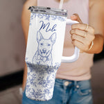 Custom Pet Portrait 40oz Tumbler For Dog Lover, Cat Lover - Personalized 40oz Tumbler With Straw