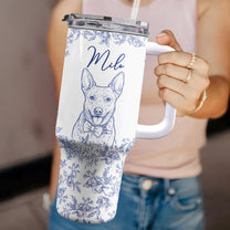 Custom Pet Portrait 40oz Tumbler For Dog Lover, Cat Lover - Personalized 40oz Tumbler With Straw