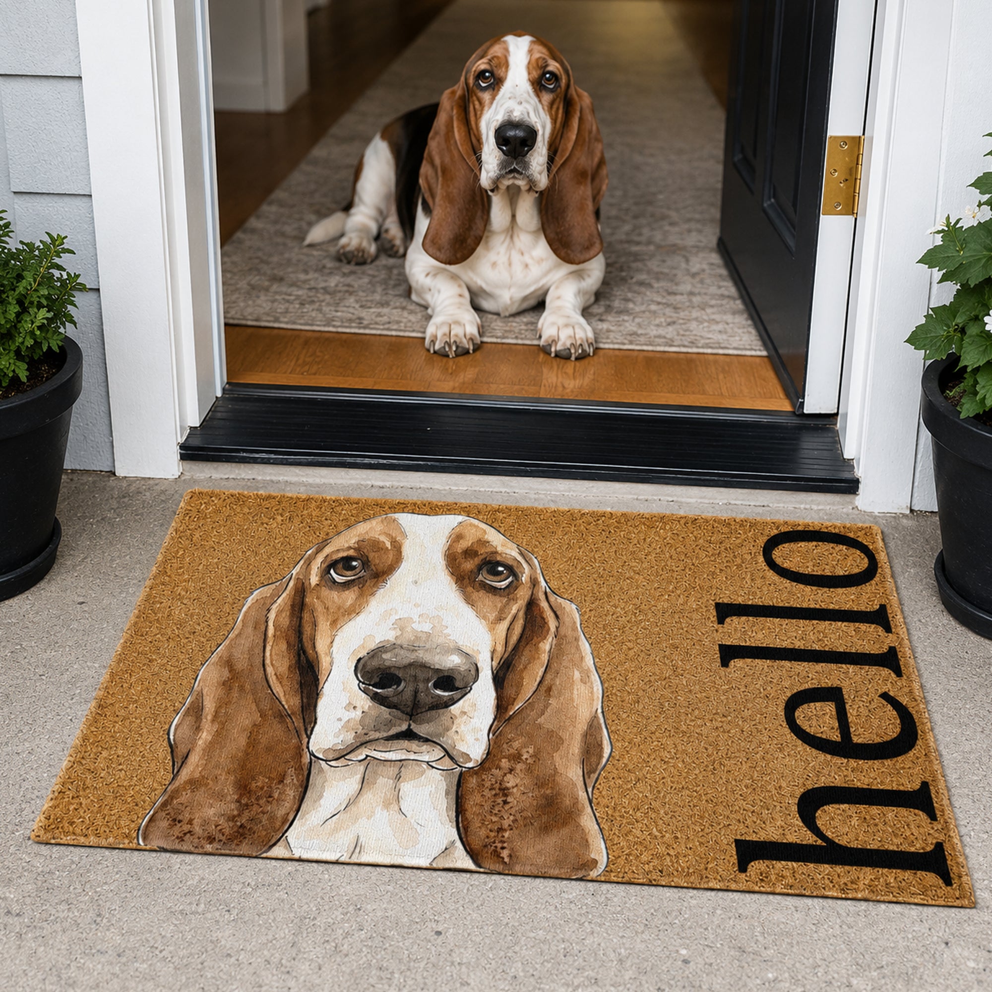 Custom Pet Portrait Funny Doormat Watercolor Art - Personalized Doormat