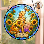 Custom Pet Portrait Memorial Sunflower - Personalized Window Hanging Suncatcher