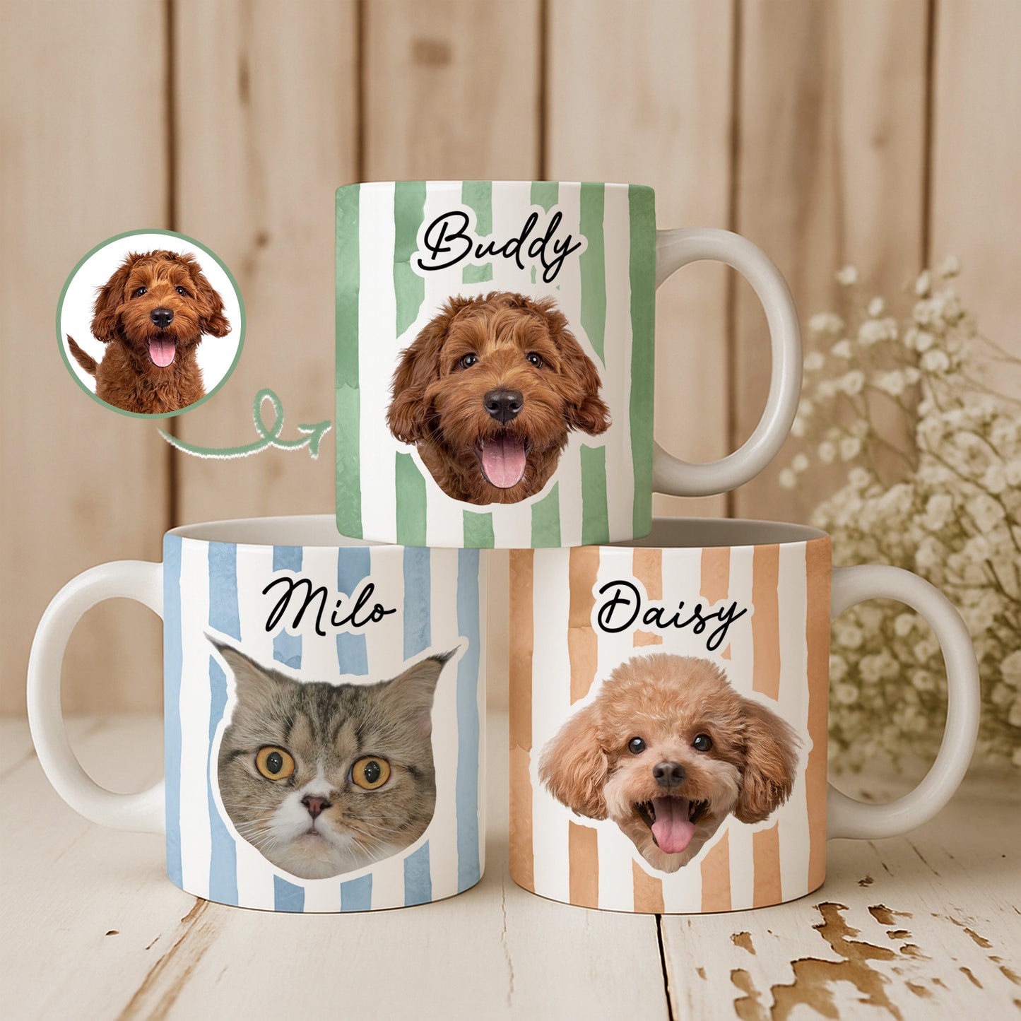 Custom Pet Portrait Mug Dog Lover Cat Lover Gift - Personalized Mug