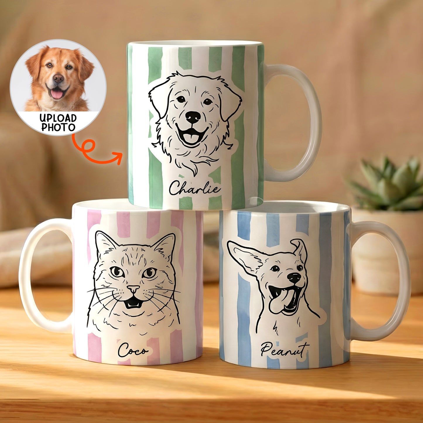 Custom Pet Portrait Mug Dog Mug Cat Mug New Version - Personalized Photo Mug