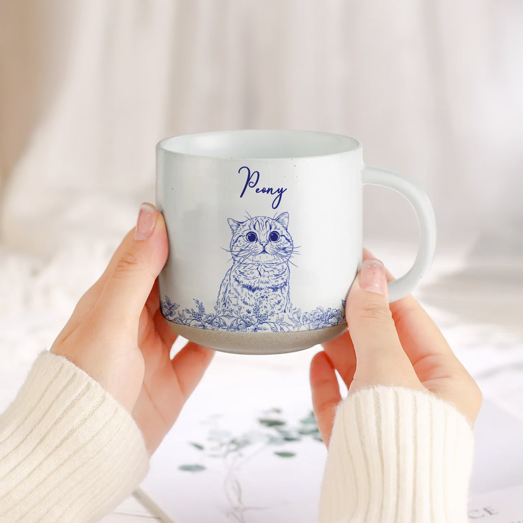 Custom Pet Portrait Mug For Pet Lovers, Dog Mom, Cat Mom - Personalized Photo Pottery Mug