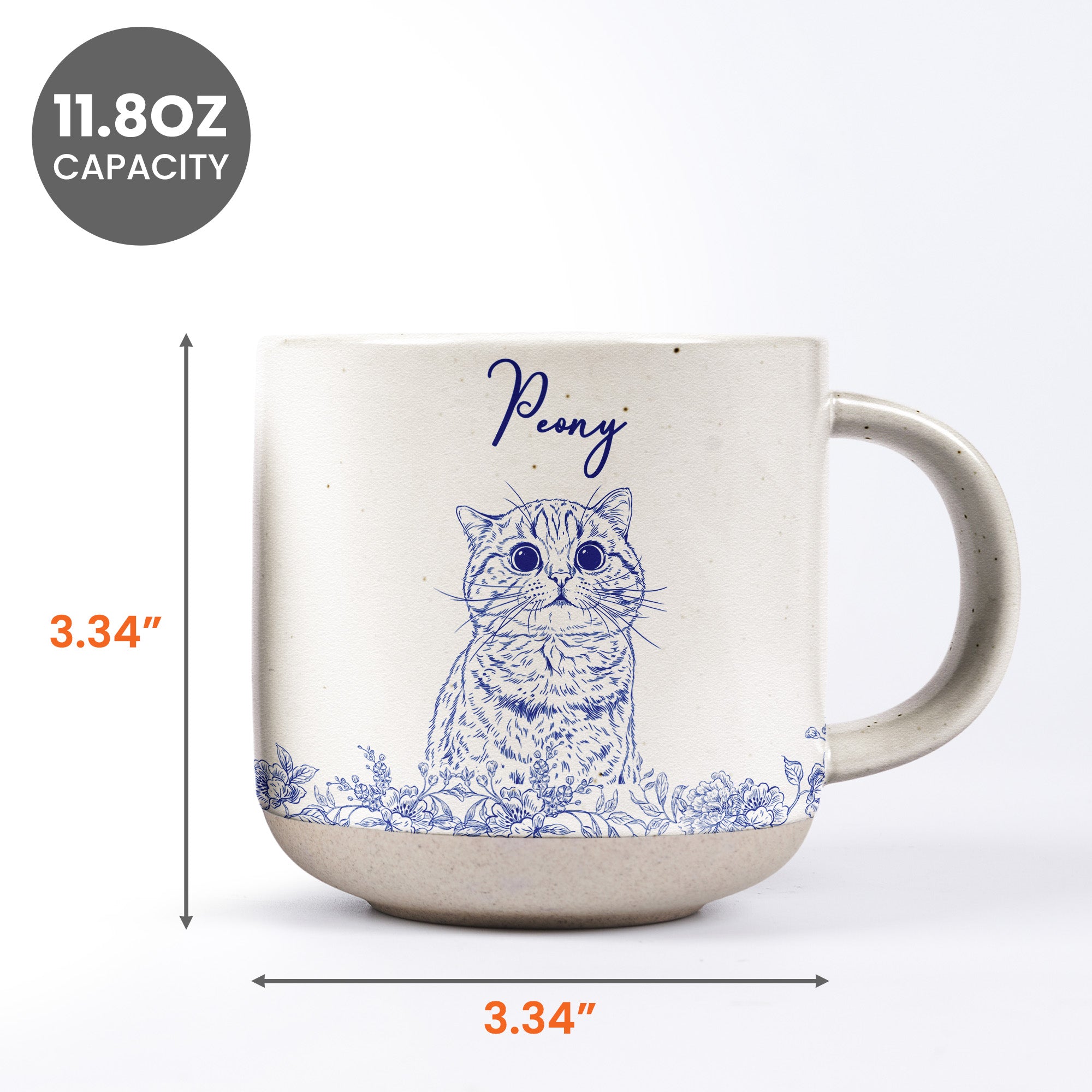 Custom Pet Portrait Mug For Pet Lovers, Dog Mom, Cat Mom - Personalized Photo Pottery Mug