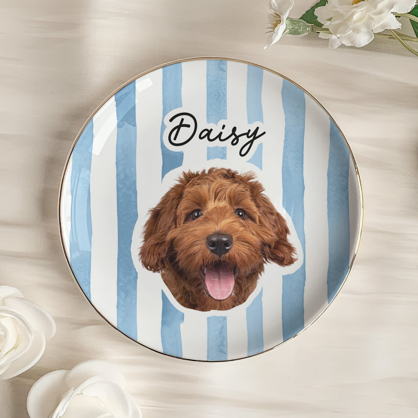 Custom Pet Portrait Ring Dish Dog Lover Cat Lover Gift - Personalized Photo Jewelry Dish