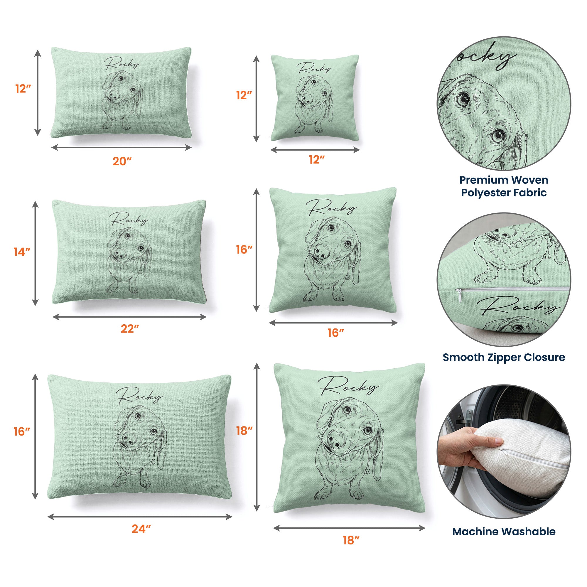 Custom Pet Portrait Sketch Line Art Gift For Dog Lover, Cat Lover - Personalized Pillow Cover