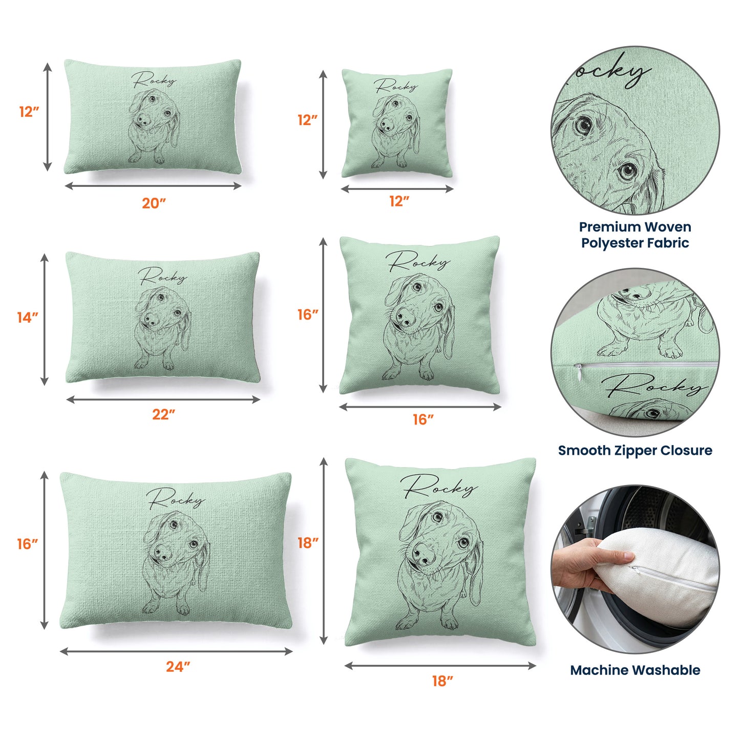 Custom Pet Portrait Sketch Line Art Gift For Dog Lover, Cat Lover - Personalized Pillow Cover