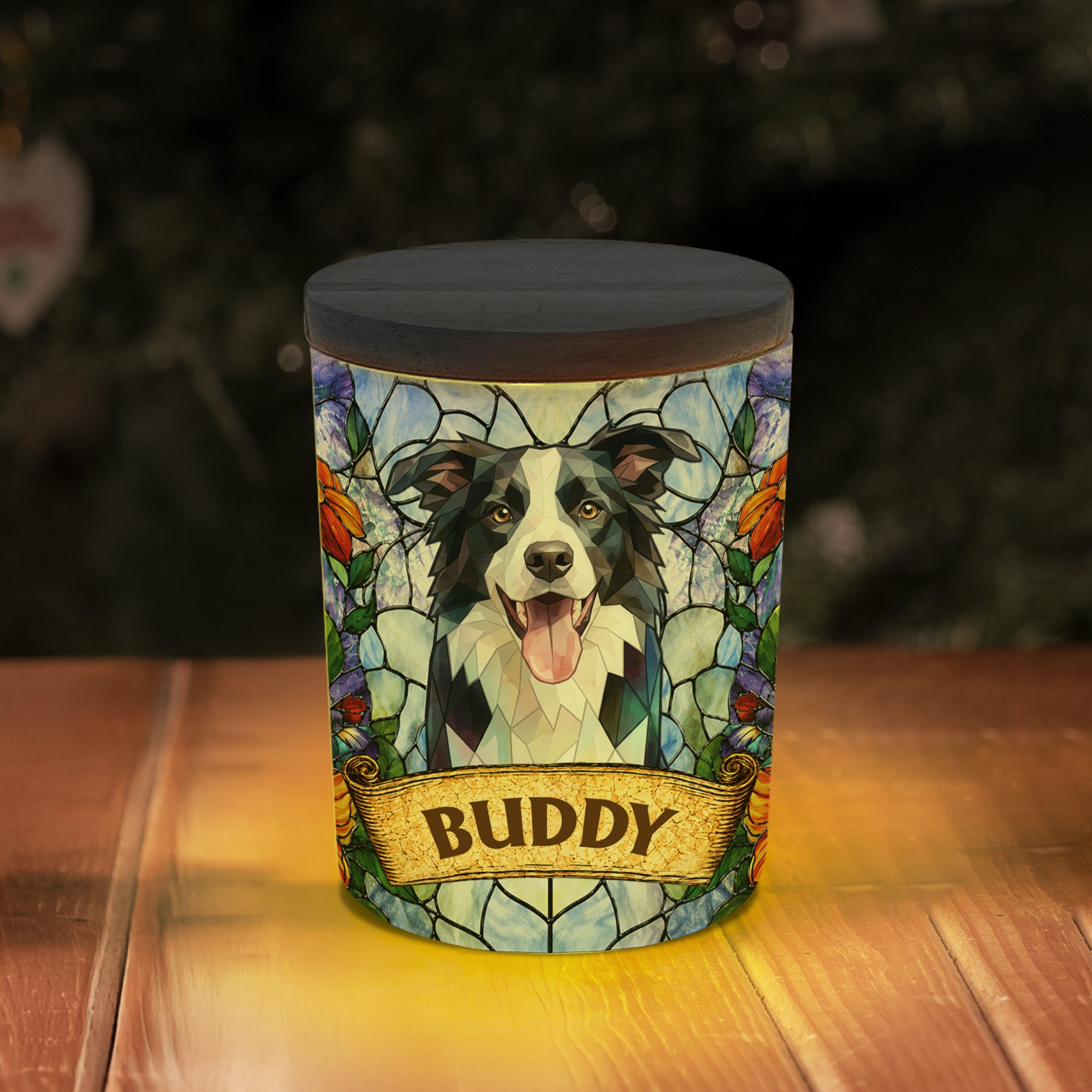 Custom Pet Portrait Stained Glass Style Pet Loss Sympathy Gifts - Personalized Night Light