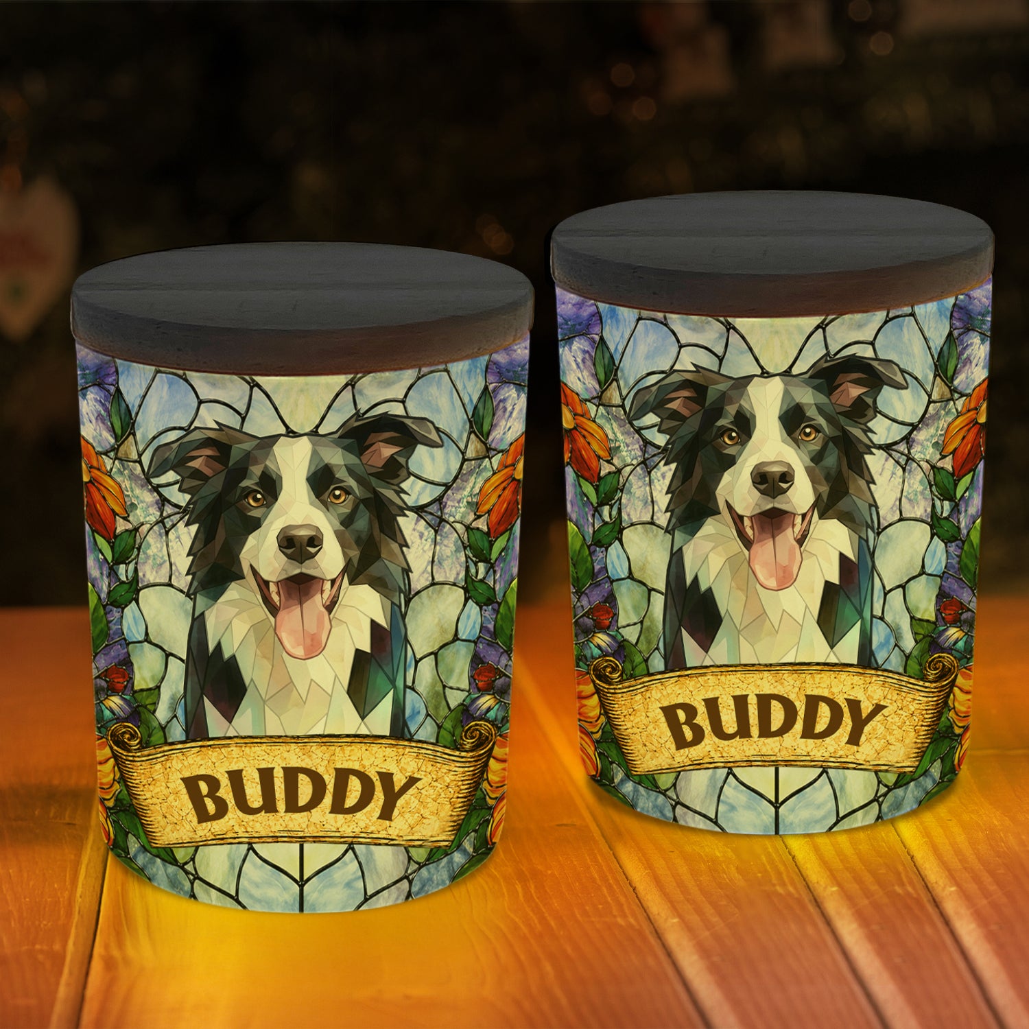 Custom Pet Portrait Stained Glass Style Pet Loss Sympathy Gifts - Personalized Night Light