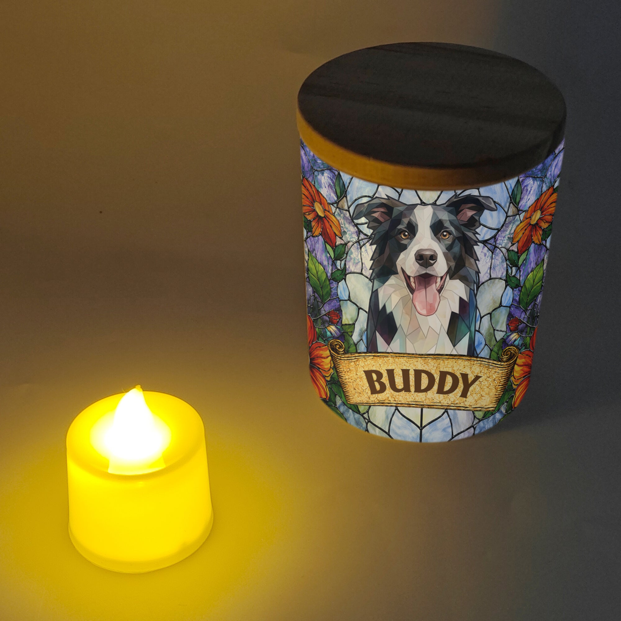 Custom Pet Portrait Stained Glass Style Pet Loss Sympathy Gifts - Personalized Night Light