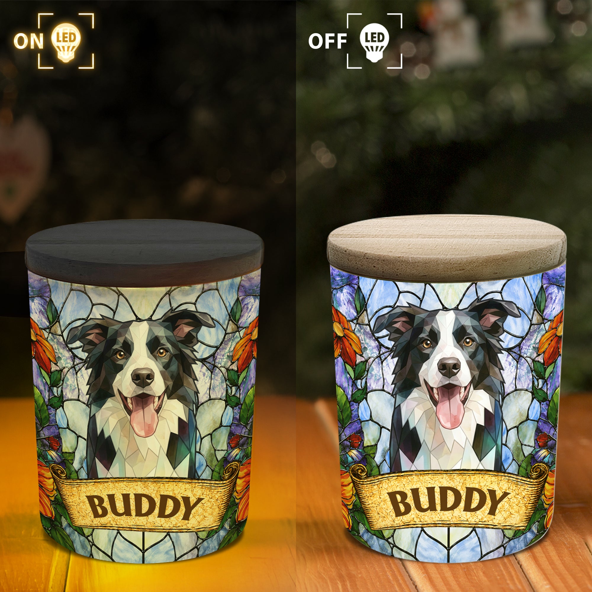 Custom Pet Portrait Stained Glass Style Pet Loss Sympathy Gifts - Personalized Night Light