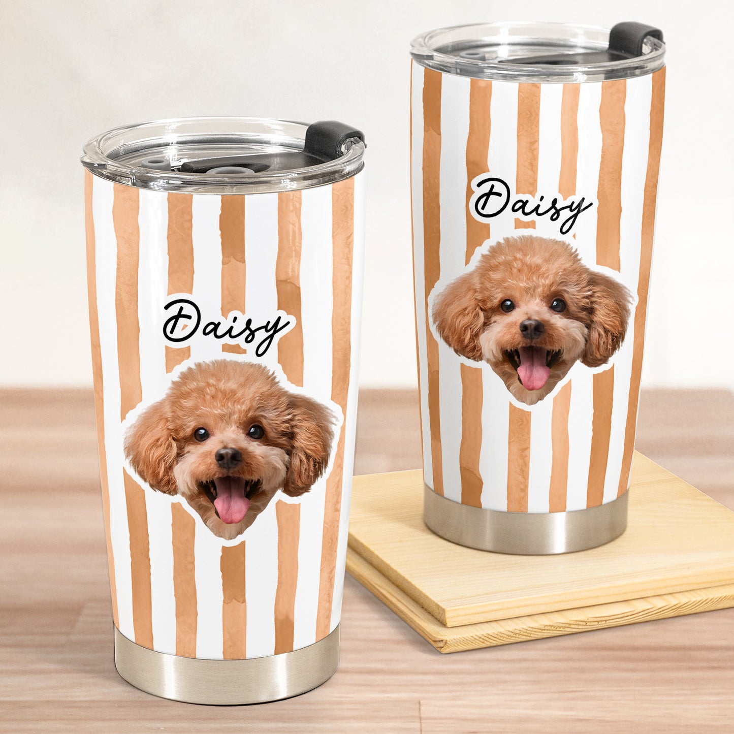 Custom Pet Portrait Tumbler Cup Dog Lover Cat Lover Gift - Personalized Photo Tumbler Cup