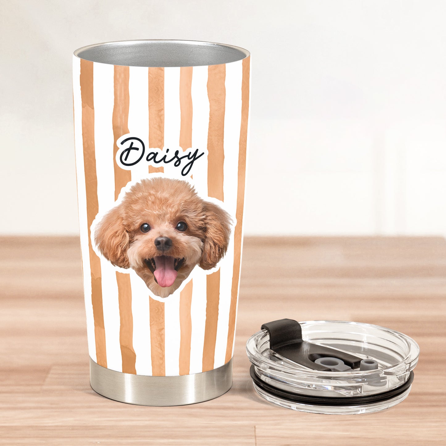 Custom Pet Portrait Tumbler Cup Dog Lover Cat Lover Gift - Personalized Photo Tumbler Cup