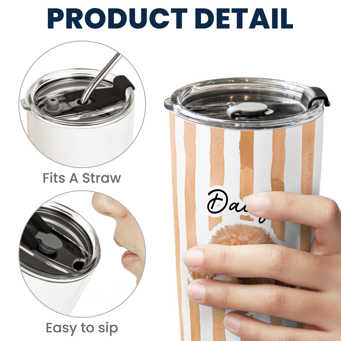 Custom Pet Portrait Tumbler Cup Dog Lover Cat Lover Gift - Personalized Photo Tumbler Cup