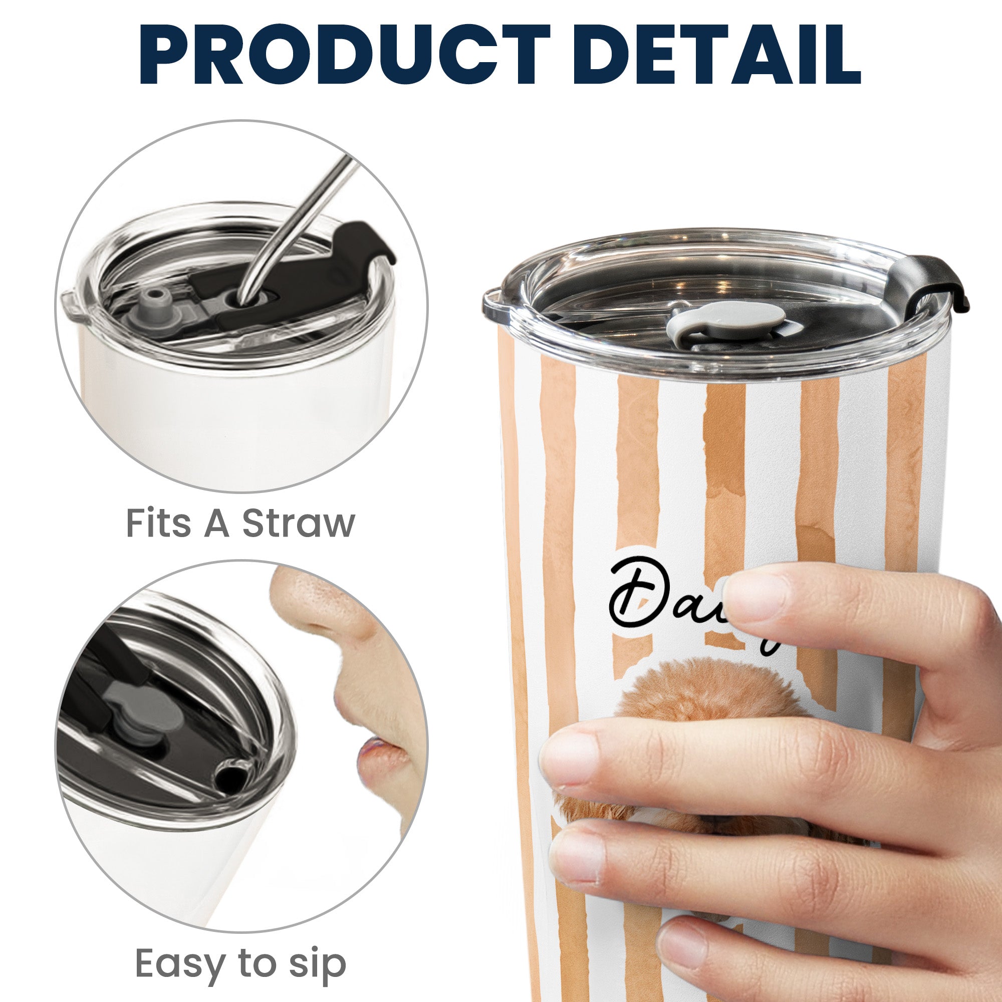 Custom Pet Portrait Tumbler Cup Dog Lover Cat Lover Gift - Personalized Photo Tumbler Cup