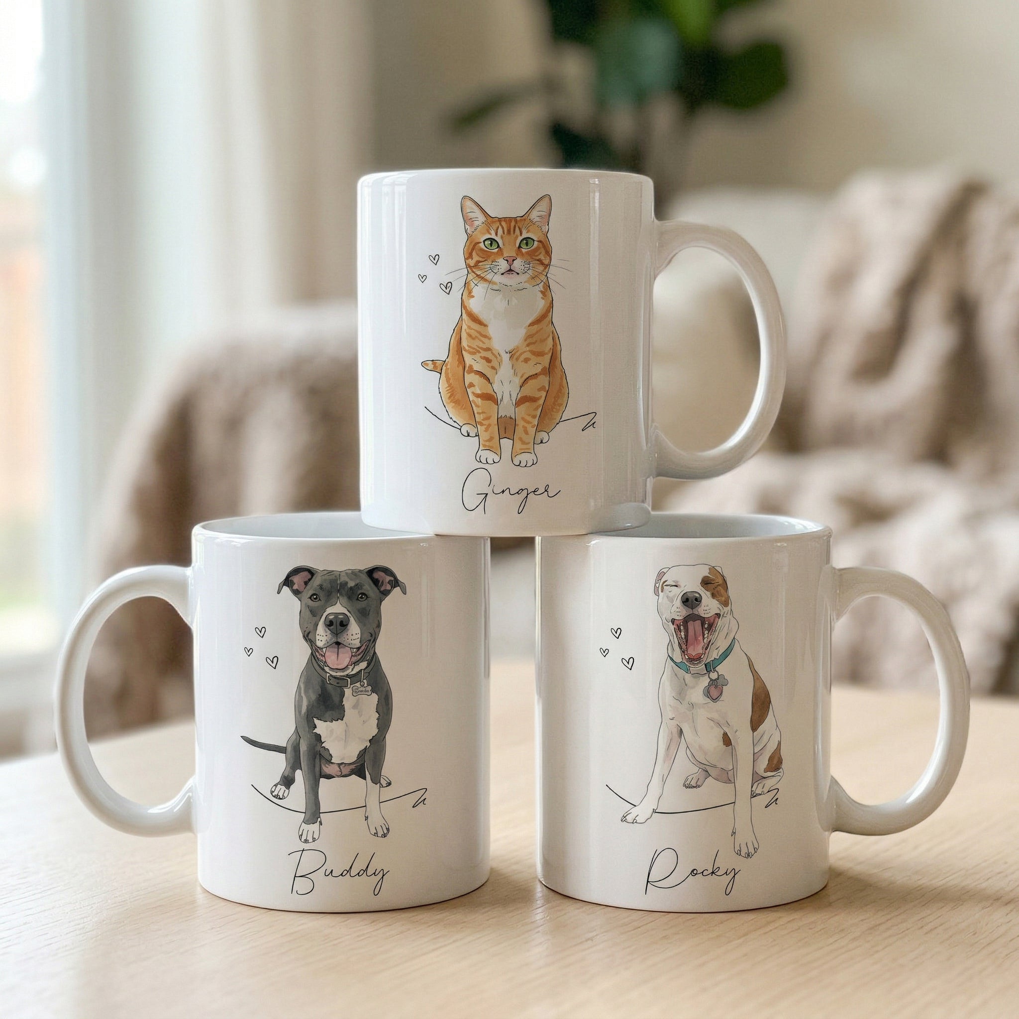 Custom Pet Portrait Watercolor Gift For Dog Lover, Cat Lover - Personalized Mug