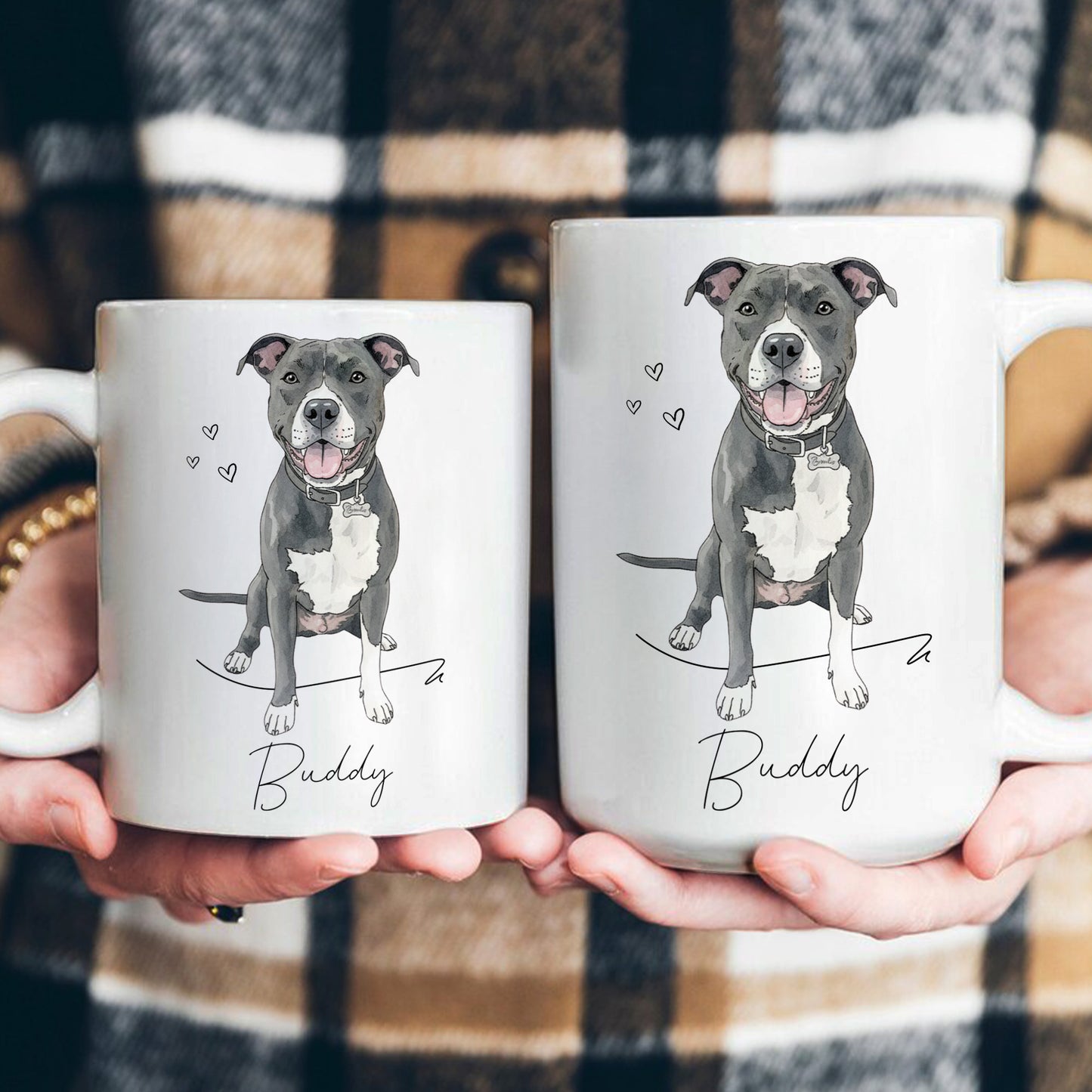 Custom Pet Portrait Watercolor Gift For Dog Lover, Cat Lover - Personalized Mug