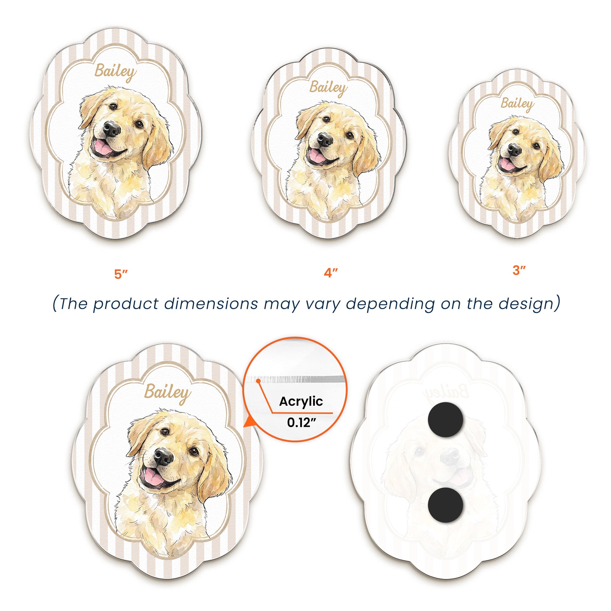 Custom Pet Portrait Watercolor Gifts For Pet Owners - Personalized Magnet