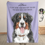 Custom Pet Portrait Watercolor Memorial Blanket - Personalized Blanket