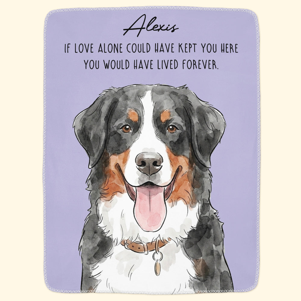 Custom Pet Portrait Watercolor Memorial Blanket - Personalized Blanket