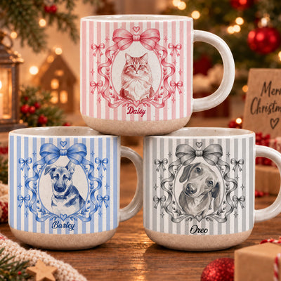 Custom Pet Portrait Coquette Coffee Cup - Personalized Mug