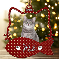 Custom Pet With Christmas Snow - Personalized Photo Wood And Acrylic Ornament