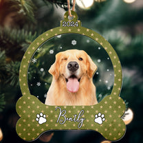 Custom Pet With Christmas Snow - Personalized Photo Wood And Acrylic Ornament