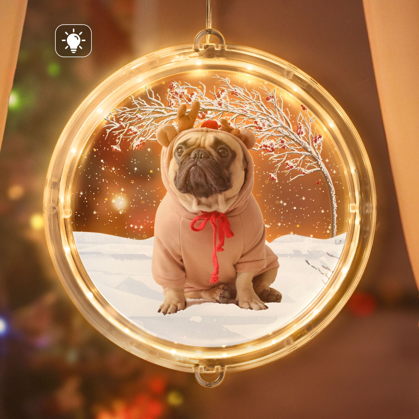 Custom Pet's Photo Christmas Tree - Personalized Photo LED Pendant Light