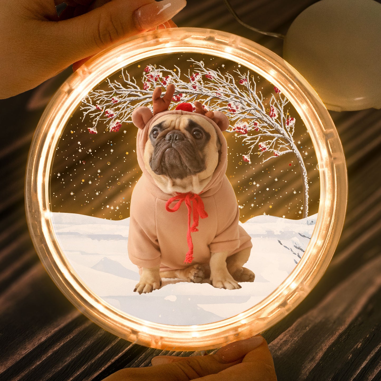 Custom Pet's Photo Christmas Tree - Personalized Photo LED Pendant Light