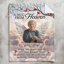 Custom Photo A Hug From Heaven Angel Wings - Personalized Photo Blanket