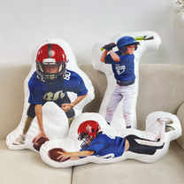 Custom Photo American Football Player Boy Sons - Personalized Photo Custom Shaped Pillow