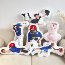 Custom Photo American Football Player Boy Sons - Personalized Photo Custom Shaped Pillow