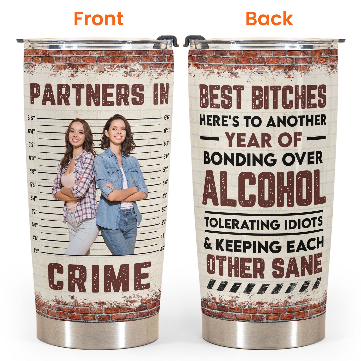 Custom Photo Another Year Of Bonding Over Alcohol - Personalized Photo Tumbler Cup