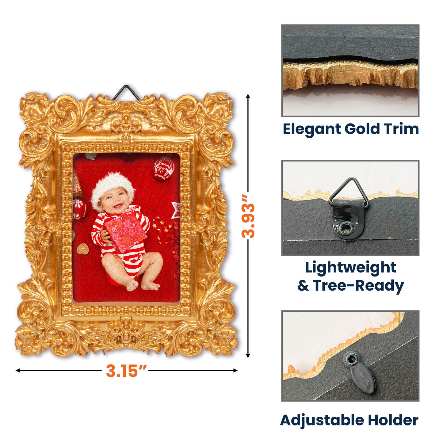 Custom Photo Baby First Christmas - Personalized Vintage Picture Frame Ornament