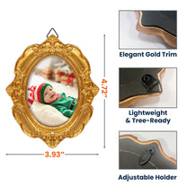 Custom Photo Baby First Christmas - Personalized Vintage Picture Frame Ornament