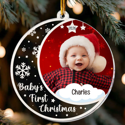 Custom Photo Baby's First Christmas  - Personalized Acrylic Photo Ornament