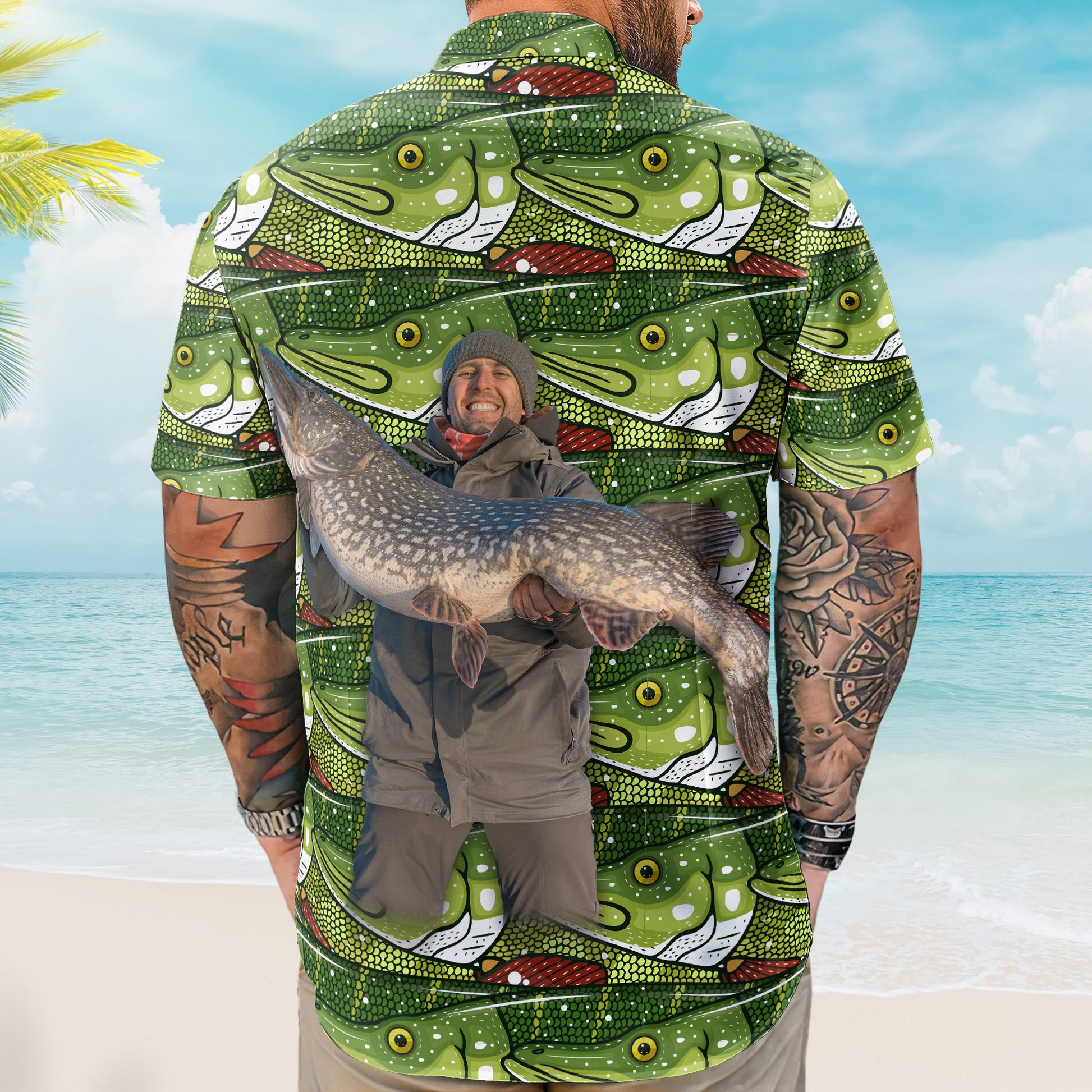 Custom Photo Bass Fish Fishing Makes Me Happy - Custom Photo Hawaiian Shirt