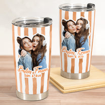 Custom Photo Bestie Cup Stripe Besties Picture - Personalized Photo Tumbler Cup