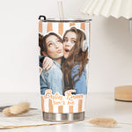 Custom Photo Bestie Cup Stripe Besties Picture - Personalized Photo Tumbler Cup