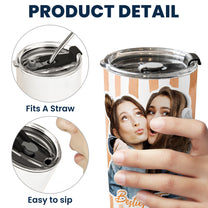 Custom Photo Bestie Cup Stripe Besties Picture - Personalized Photo Tumbler Cup