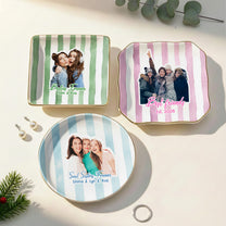 Custom Photo Bestie Jewelry Dish Stripe Besties Picture - Personalized Photo Jewelry Dish