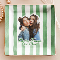 Custom Photo Bestie Jewelry Dish Stripe Besties Picture - Personalized Photo Jewelry Dish