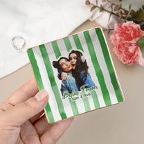 Custom Photo Bestie Jewelry Dish Stripe Besties Picture - Personalized Photo Jewelry Dish