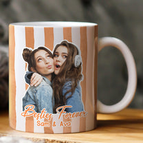 Custom Photo Bestie Mug Stripe Besties Picture - Personalized Photo Mug