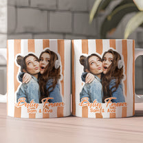Custom Photo Bestie Mug Stripe Besties Picture - Personalized Photo Mug