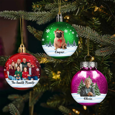 Custom Photo Christmas Bauble Gifts For Family - Personalized Ornament