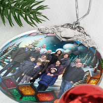 Custom Photo Christmas Globe Ball - Personalized Glass Photo Ornament With Silver Cap