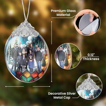 Custom Photo Christmas Globe Ball - Personalized Glass Photo Ornament With Silver Cap