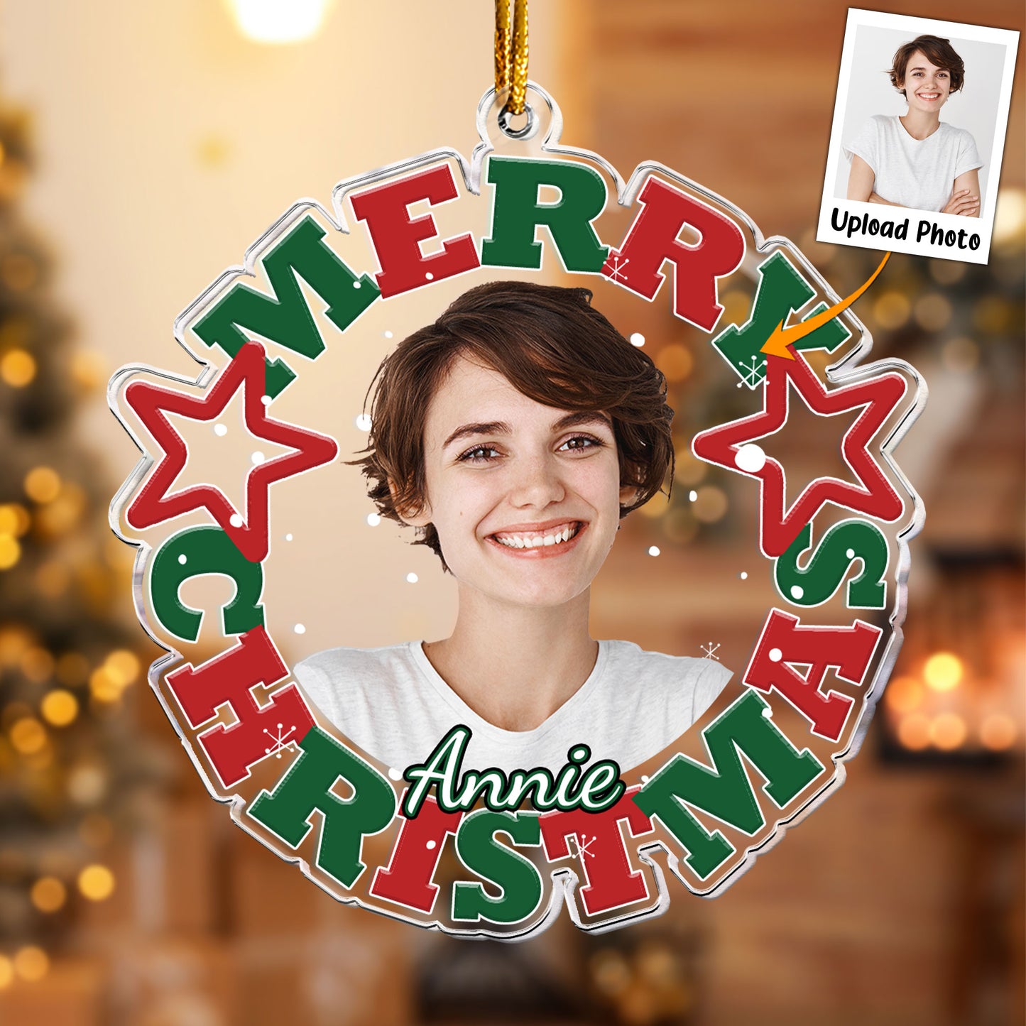 Custom Photo Christmas - Personalized Acrylic Photo Ornament