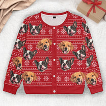 Christmas Dog Cat Silly Faces - Personalized Photo Crewneck Cardigan